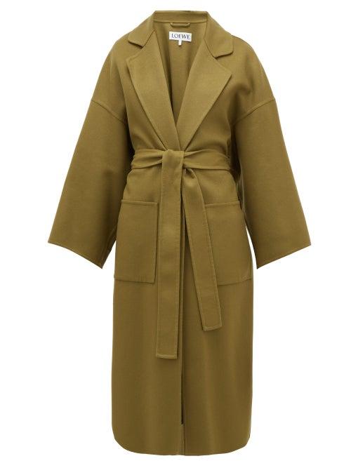 Matchesfashion.com Loewe - Oversized Belted Wool-blend Coat - Womens - Khaki