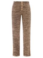 Live The Process - Marl Ribbed-jersey Flared-leg Trousers - Womens - Brown Multi