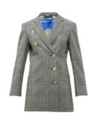 Matchesfashion.com Versace - Double Breasted Prince Of Wales Check Wool Blazer - Womens - Grey Multi