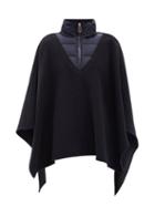 Chlo - Quilted-collar Felted Wool-blend Poncho - Womens - Navy