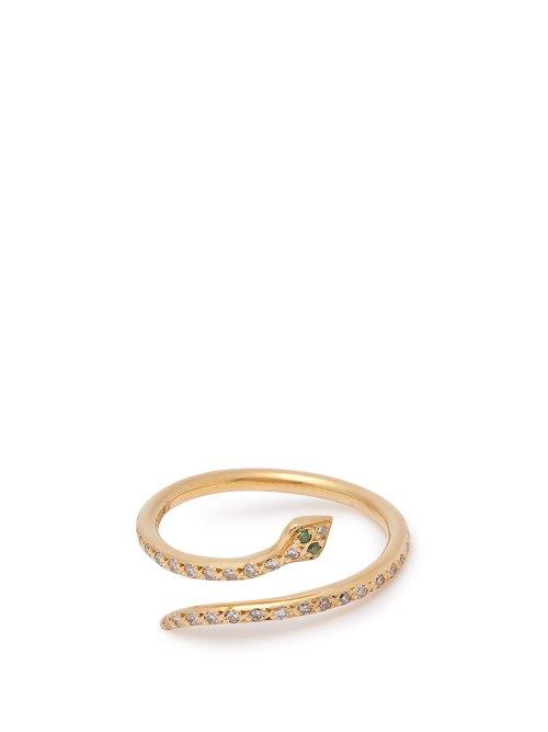 Matchesfashion.com Ileana Makri - Python Diamond & 18kt Gold Ring - Womens - Gold