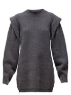 Matchesfashion.com Isabel Marant - Beatsy Balloon Sleeve Ribbed Knit Sweater Dress - Womens - Dark Grey