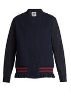 Muveil Ruffled-hem Honeycomb-knit Bomber Jacket