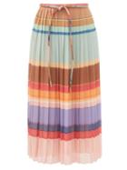 Matchesfashion.com Zimmermann - Tie-waist Striped Pleated Crepe Midi Skirt - Womens - Multi