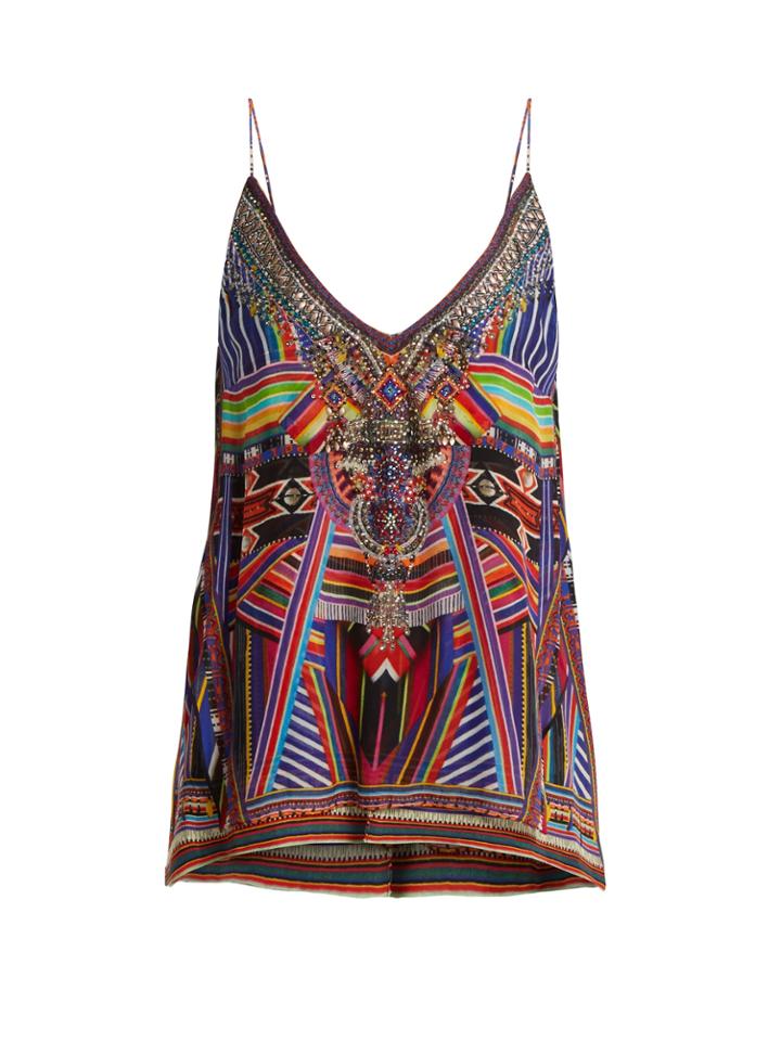 Camilla Tsachila Blessing-print Silk Cami Top