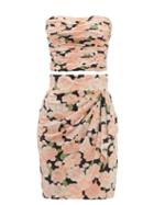 Matchesfashion.com William Vintage - Loris Azzaro Floral Print Silk Skirt And Top Set - Womens - Pink Print