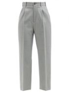 Gucci - Tailored Sharkskin-wool Trousers - Womens - Light Grey