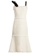 Oscar De La Renta Fringe-trimmed Sleeveless Tweed Dress
