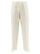 Jil Sander - Linen-blend Wide-leg Trousers - Womens - Cream