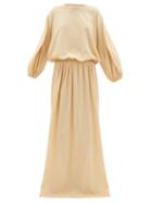 Matchesfashion.com Albus Lumen - Licentia Draped Cotton Maxi Dress - Womens - Ivory