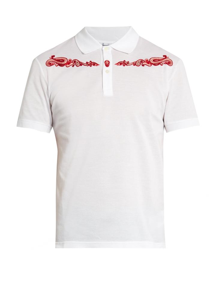 Alexander Mcqueen Western Skull-embroidered Cotton Polo Shirt