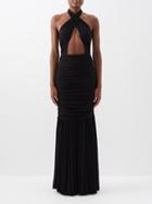 Norma Kamali - Halterneck Fishtail Gown - Womens - Black
