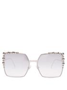 Matchesfashion.com Fendi - Square Frame Embellished Sunglasses - Womens - Silver Multi