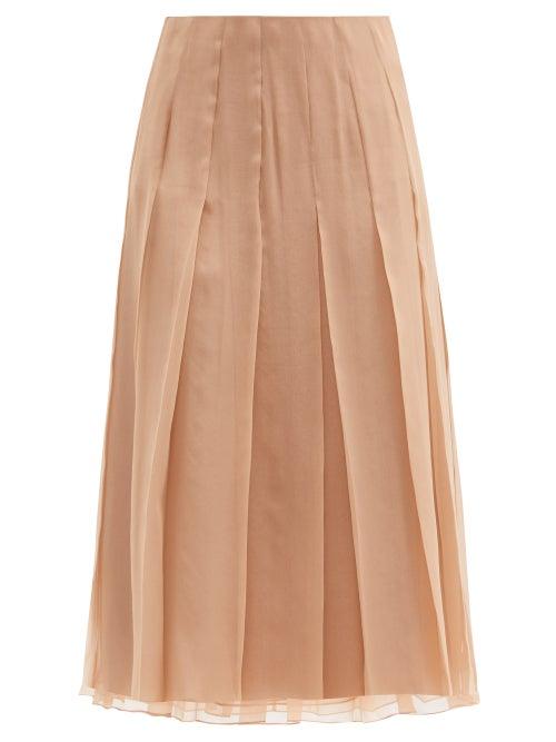 Matchesfashion.com Gucci - Pleated Chiffon Midi Skirt - Womens - Beige
