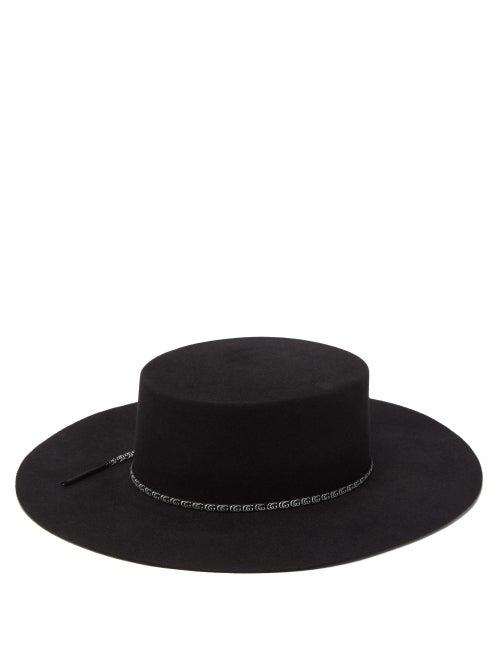 Matchesfashion.com Gucci - Gg-ribbon Felted Wide-brim Hat - Mens - Black