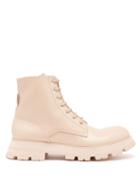 Matchesfashion.com Alexander Mcqueen - Wander Exaggerated-sole Leather Boots - Womens - Light Pink