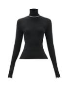 Matchesfashion.com Barrie - Contrast Trimmed Ribbed Cashmere Roll Neck Sweater - Womens - Black White