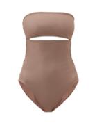 Matchesfashion.com Jade Swim - Highlight Strapless Cutout Swimsuit - Womens - Light Brown