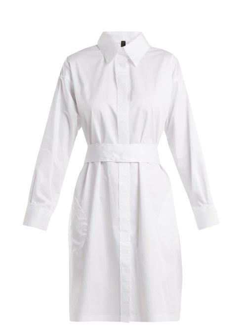 Matchesfashion.com Norma Kamali - Belted Cotton Poplin Shirtdress - Womens - White