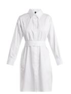 Matchesfashion.com Norma Kamali - Belted Cotton Poplin Shirtdress - Womens - White