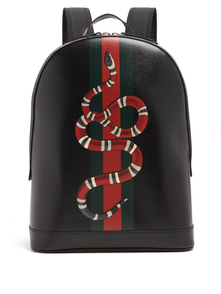 Gucci Kingsnake-print Leather Backpack