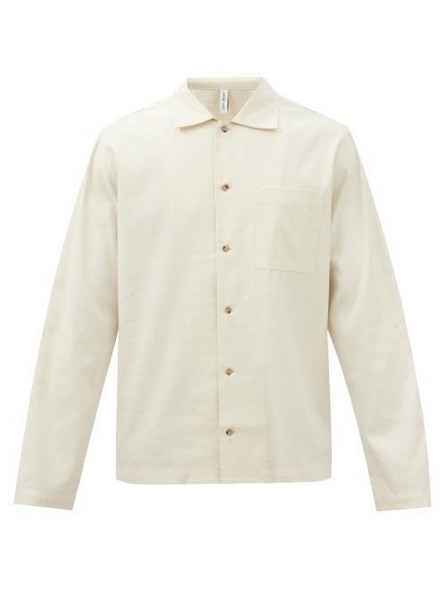 Another Aspect - Chest-pocket Raw-silk Shirt - Mens - Cream
