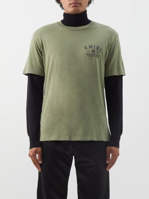 Amiri - Logo-print Cotton-jersey T-shirt - Mens - Khaki