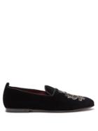 Matchesfashion.com Dolce & Gabbana - Crest Embroidered Velvet Loafers - Mens - Black Multi