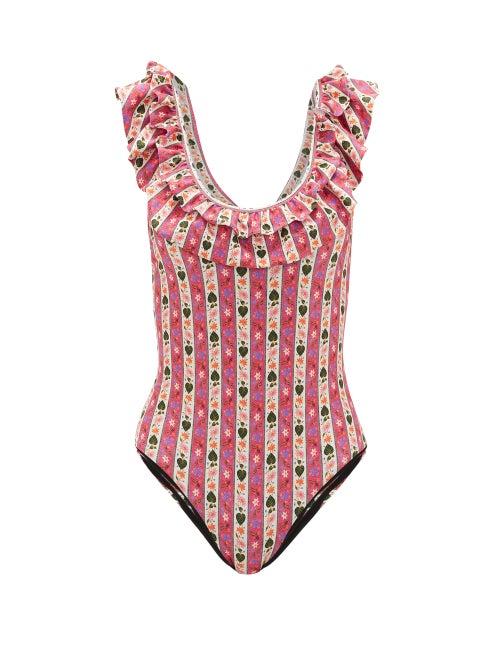 Matchesfashion.com Muzungu Sisters - Peony Floral-print Swimsuit - Womens - Pink Print