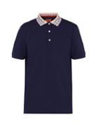 Matchesfashion.com Missoni - Chevron Collar Cotton Piqu Polo Shirt - Mens - Navy