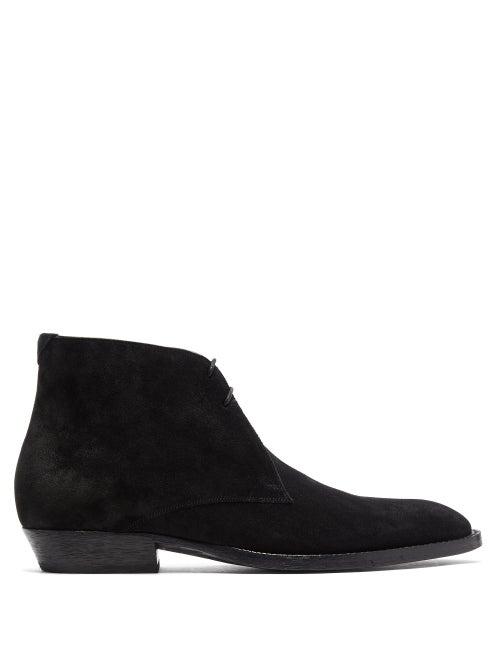 Matchesfashion.com Saint Laurent - Wyatt Suede Leather Ankle Boots. - Womens - Black