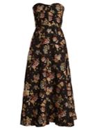 Rochas Floral-jacquard Strapless Dress