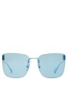 Matchesfashion.com Balenciaga - Square Metal Sunglasses - Womens - Blue