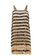 Matchesfashion.com My Beachy Side - Kalel Crocheted-medallion Mesh Dress - Womens - Black Gold