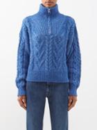 Ganni - Cable-knit Organic Cotton-blend Sweater - Womens - Blue