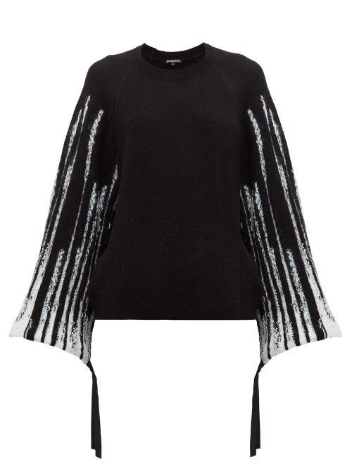 Matchesfashion.com Ann Demeulemeester - Striped Wool Blend Sweater - Womens - Black White