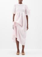 Cecilie Bahnsen - Delany Asymmetric Bow-trimmed Silk-organza Dress - Womens - Light Pink