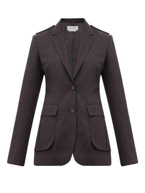 Matchesfashion.com Gabriela Hearst - Wesley Raw Edged Wool Blazer - Womens - Dark Grey