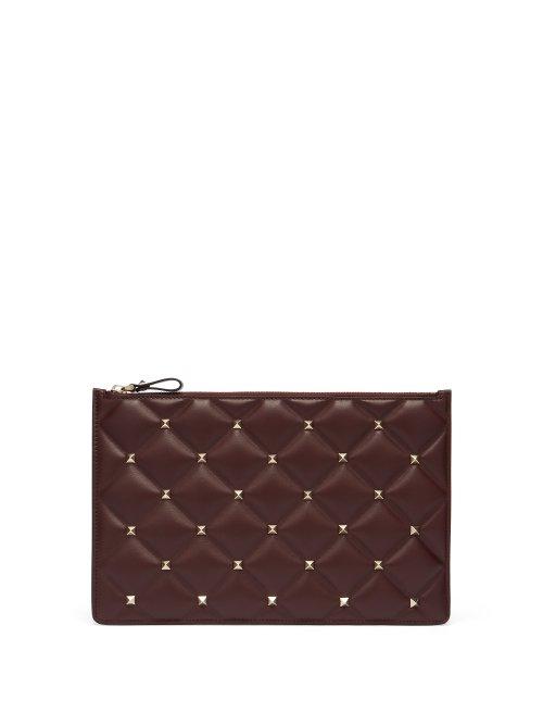 Matchesfashion.com Valentino - Candystud Quilted Leather Pouch - Womens - Burgundy