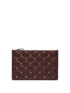 Matchesfashion.com Valentino - Candystud Quilted Leather Pouch - Womens - Burgundy