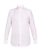 Matchesfashion.com Finamore 1925 - Spread Collar Checked Cotton Shirt - Mens - Pink