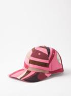 Pucci - Marmo-print Cotton-blend Baseball Cap - Womens - Pink Multi