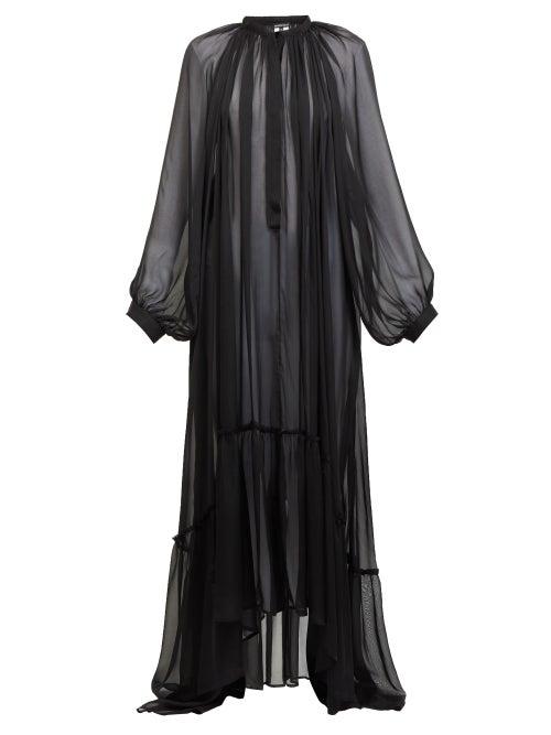 Matchesfashion.com Ann Demeulemeester - Balloon-sleeve Chiffon Maxi Dress - Womens - Black