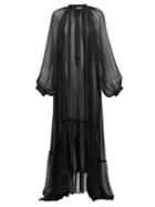 Matchesfashion.com Ann Demeulemeester - Balloon-sleeve Chiffon Maxi Dress - Womens - Black