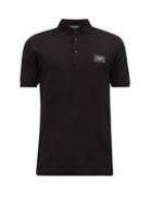 Matchesfashion.com Dolce & Gabbana - Logo Plaque Cotton-piqu Polo Shirt - Mens - Black