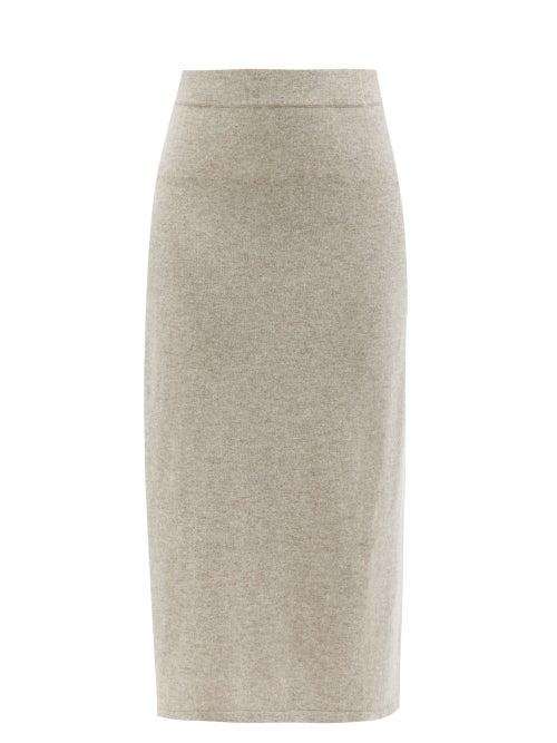 Allude - High-rise Cashmere Skirt - Womens - Grey