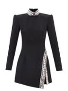 Andrew Gn - Crystal-embellished High-neck Crepe Mini Dress - Womens - Black Multi