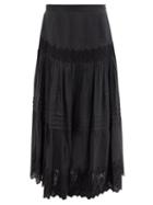 Matchesfashion.com Mimi Prober - Kate Embroidered Organic-silk Maxi Skirt - Womens - Black