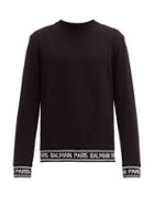 Matchesfashion.com Balmain - Jacquard Logo Trim Cotton Sweatshirt - Mens - Black