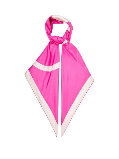Matchesfashion.com Valentino Garavani - V-logo Silk-twill Scarf - Womens - Pink